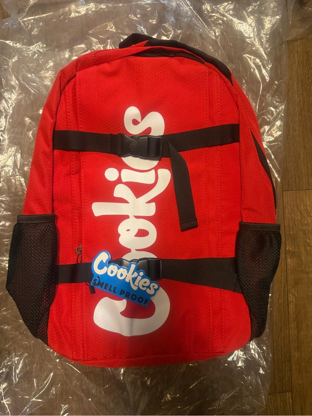 Cookies Smell Proof Red Logo Backpack with Black Straps
